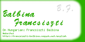balbina francsiszti business card